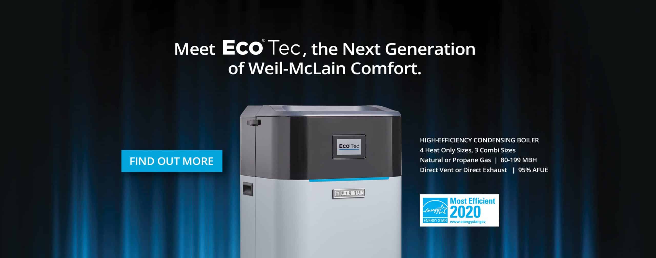 The new ECO Tec from Weil-McLain Canada is a high-efficiency condensing boiler wiht 4 heat-only and 3 combi sizes